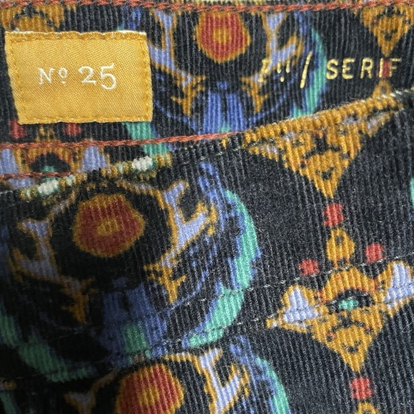 PILCRO AND THE LETTERPRESS Anthro Sz 25 Printed Serif Corduroy Skinny Pants - Picture 9 of 10